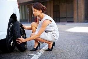 flat tire woman