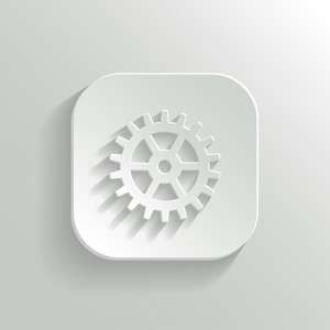 Gear icon - vector white app button